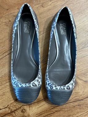 COACH Women's Leopard Print and gray Cap-Toe Ballet Flats